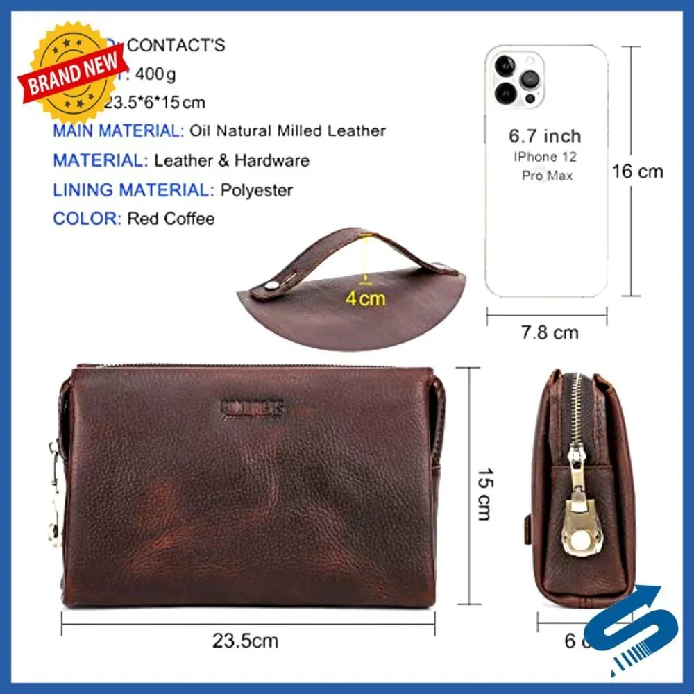 Men's Anti-Theft Leather Clutch Wallet with Lock Large Capacity Travel Organizer